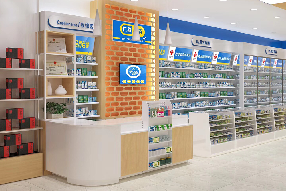 藥店收銀臺，藥店收銀臺尺寸，哪里買藥店收銀臺？（樂存貨架）